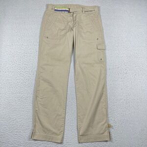 Nike Cargo Pants Womens Medium Tan Khaki Rainbow Belted Utility Straight Trouser